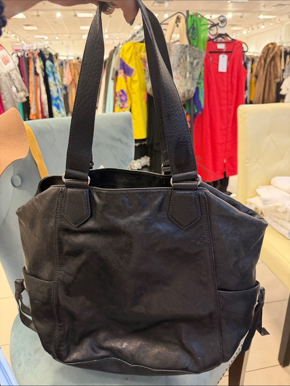 Cole Haan Black Leather Tote with Dual Top Handles
